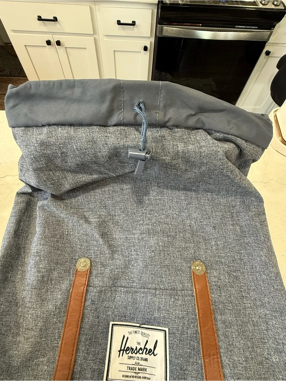 Herschel Supply Company Heritage Backpack in Heather Blue with Brown Straps